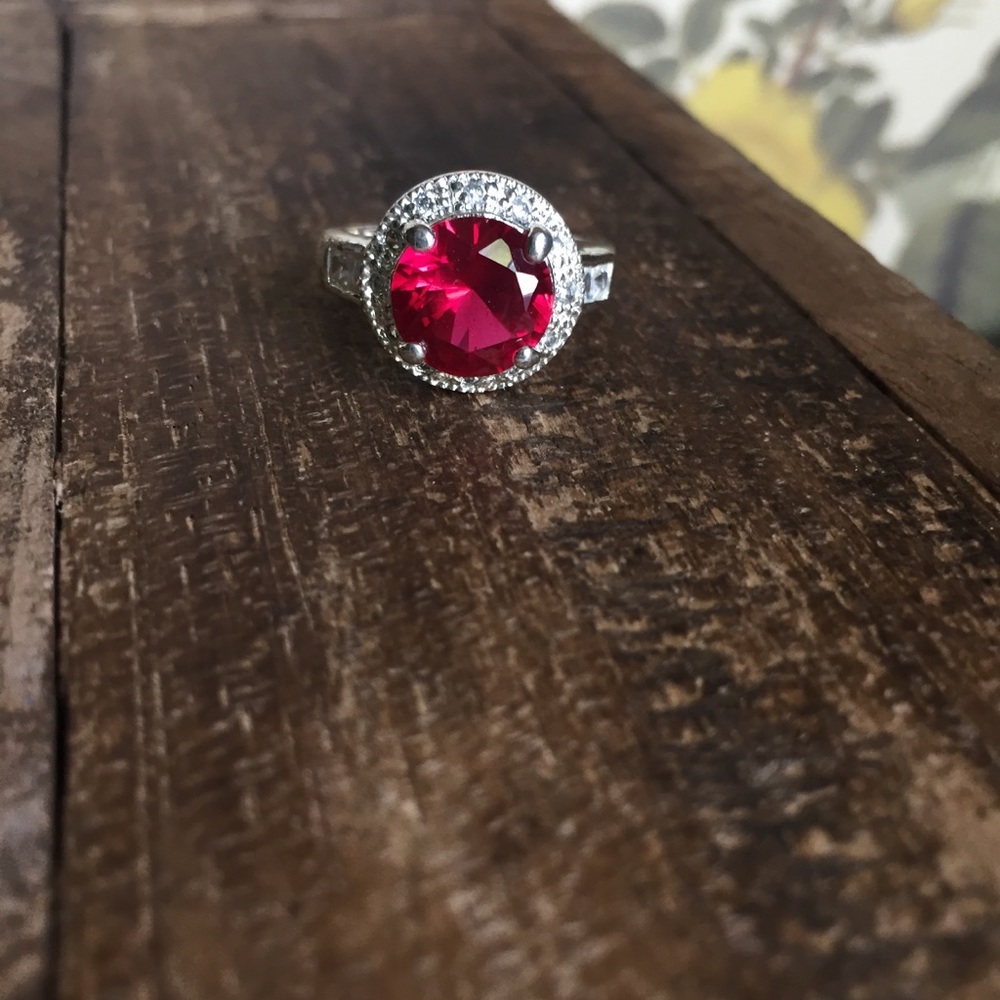 Sterling Silver 925 And Ruby Ring 7 - image 1